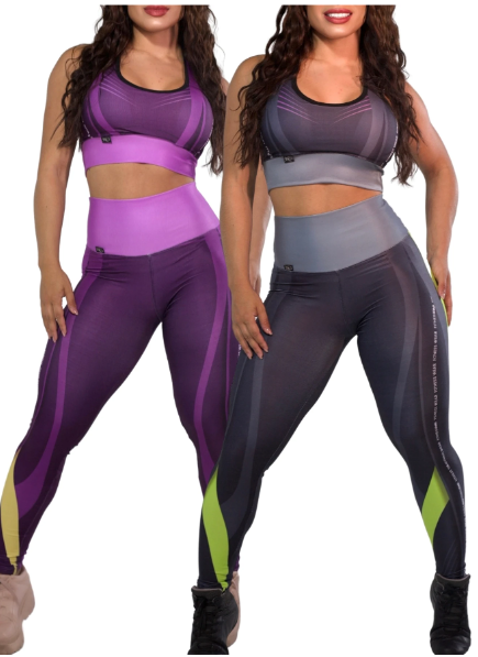 Kit 2 Conjuntos Fitness Femininos Sports Power Fashion